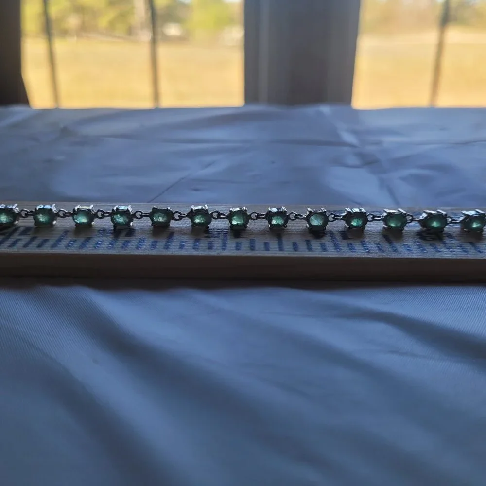 NFS Emerald Necklace 53 Natural Stones 12ct May Birthstone 20" Sterling - Picture 15 of 15